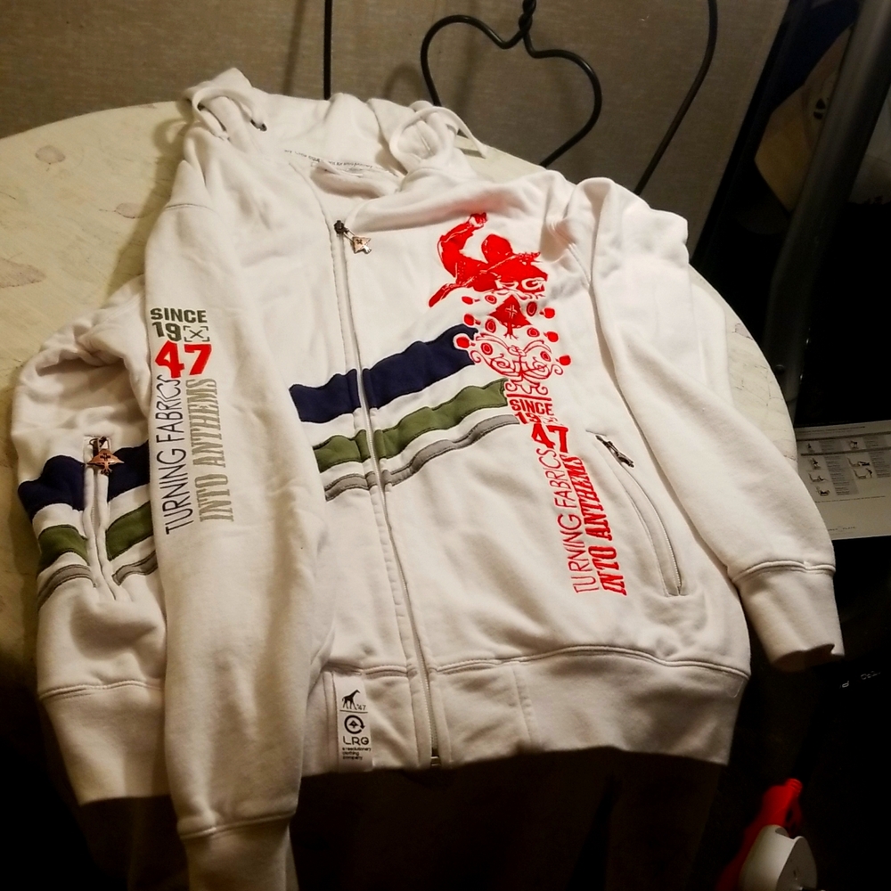 M White Like New Lrg zipup sweatshirt